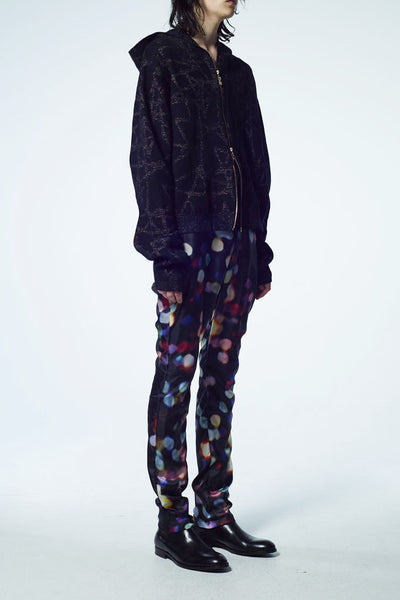 Slade Collection- Hand Writing Star Graphic Knitted Jacquard Over Sized Hoodie Coat - Johan Ku Shop