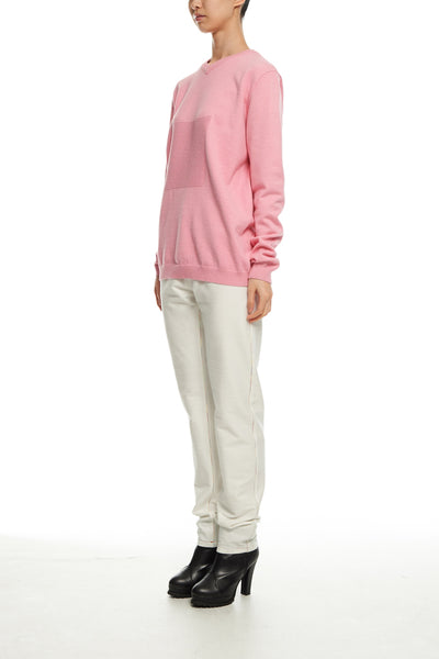 Andy Collection- 2.5D Square Detail Knitted V Neck Top- Pink - Johan Ku Shop
