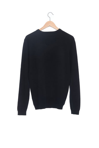 Andy Collection- 2.5D Square Detail Knitted V Neck Top- Black - Johan Ku Shop