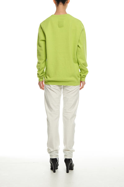 Andy Collection- 2.5D Square Detail Knitted V Neck Top- Grass Green - Johan Ku Shop