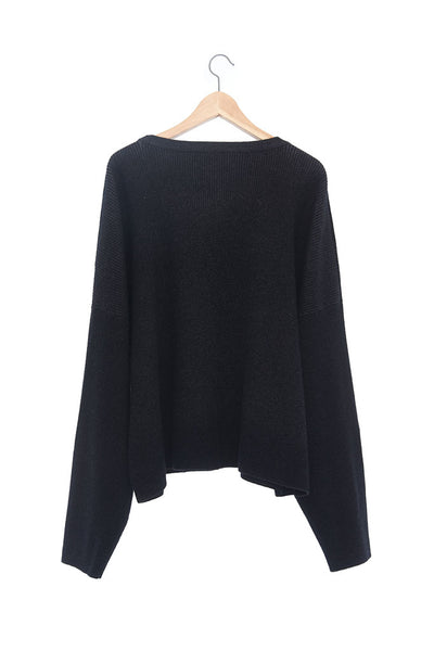 Andy Collection- Over-sized Front Knitted Jacquard Round Neck Top - Johan Ku Shop