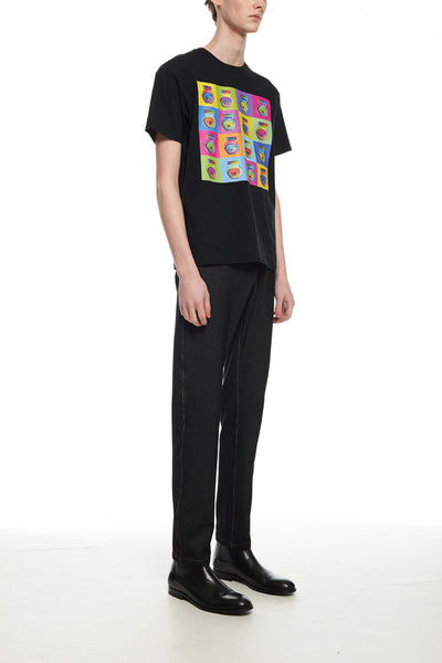 Andy Collection- Pop Art Muilti Squared Marmite Graphic T-Shirt - Black - Johan Ku Shop