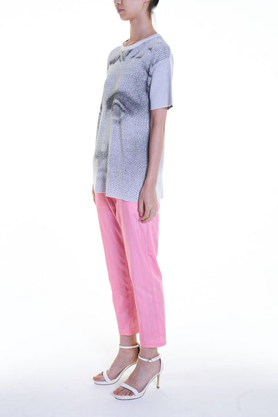 Elioliver Collection- Fade Out Sculpture Knitted Jacquard Top - Gray - Johan Ku Shop