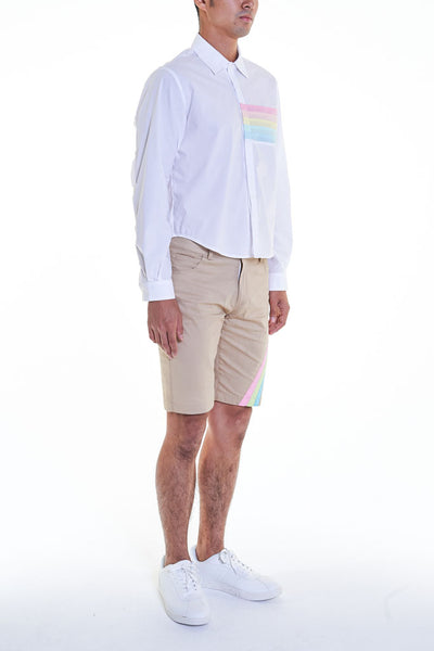 Elioliver Collection- Pastel Rainbow Detailed Short Pants - Khaki