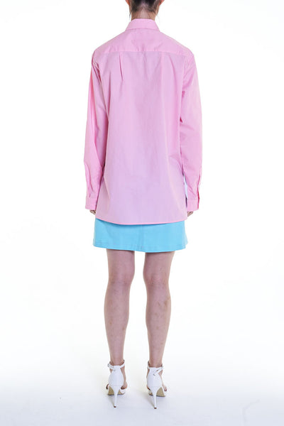 Elioliver Collection- Contrast Colour Over-Sized Shirt - White/Pink - Johan Ku Shop