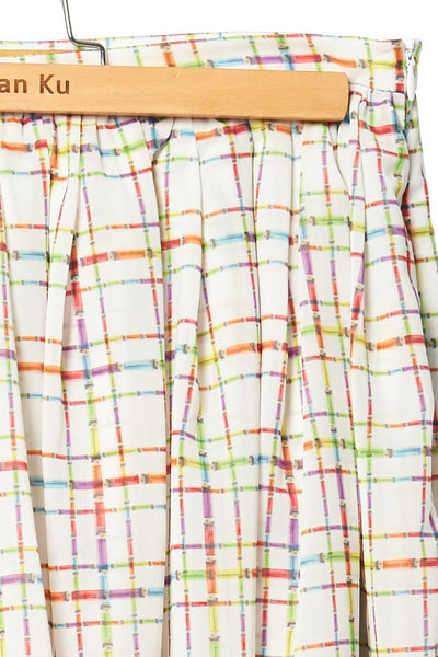 Elliot Collection- Lighter Plaid Print Asymmetric Skirt - Johan Ku Shop