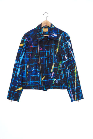 "The Painters" Collection- Cutting Mat Printed Biker Jacket