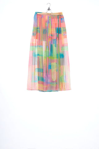 "The Painters" Collection- Abstract Paint Printed Chiffon Skirt-like Pants