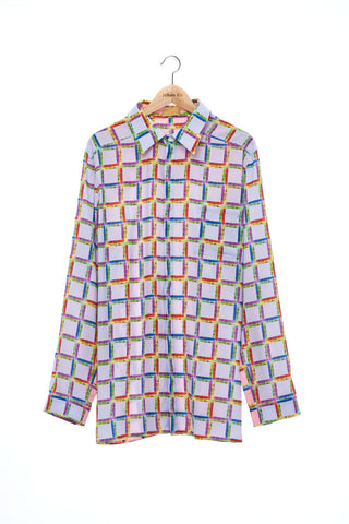 "The Painters" Collection- Crayon Check Blue and Pink Printed Shirt