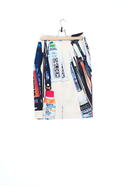"The Painters" Collection- Painting Tools White Printed Pancel Skirt