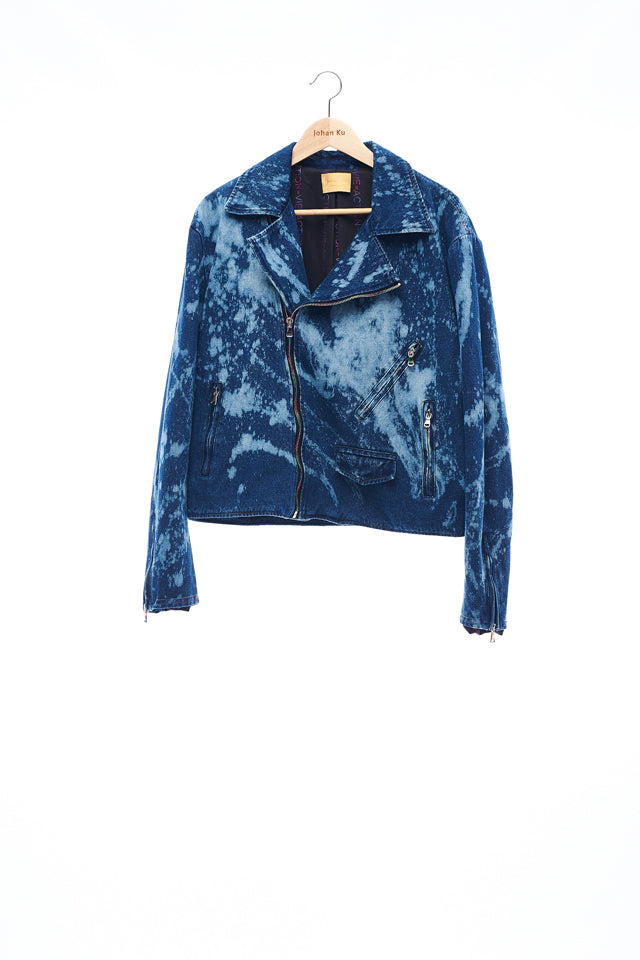 Sean Collection- BPM Inspired Splash Jeans Biker's Jacket