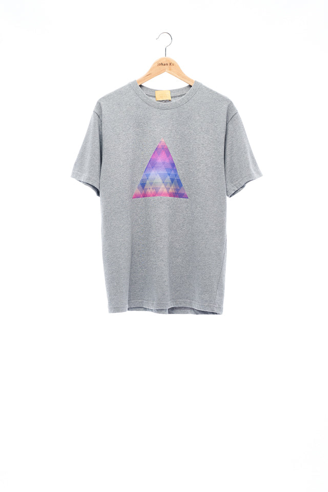 Sean Collection- BPM Inspired Rainbow Triangle Graphic T-Shirt -Gray