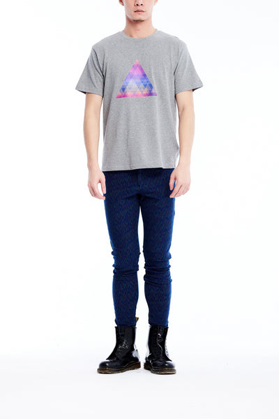 Sean Collection- BPM Inspired Rainbow Triangle Graphic T-Shirt -Gray